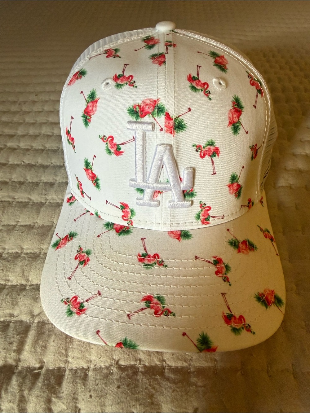 New Era White Floral Flamingo LA Baseball Cap